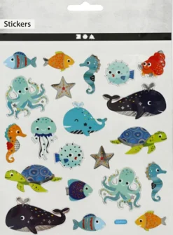 Stickers - Havets Dyr - Ark 15X16,5 CM - 1 Ark