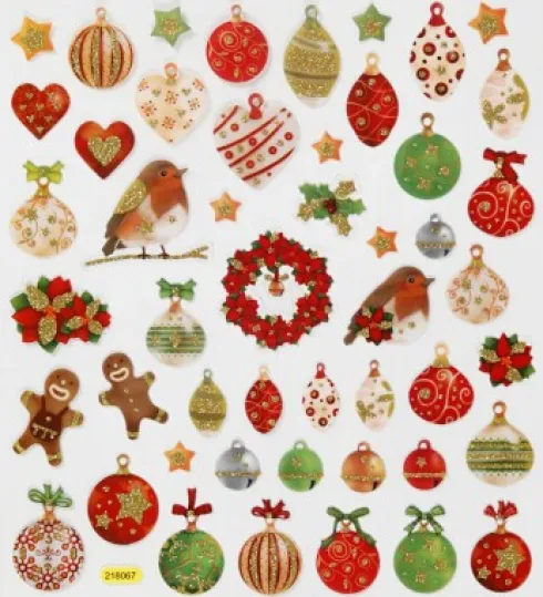 Stickers - Julekugler Og Pynt - Ark 15X16,5 CM - 1 Ark