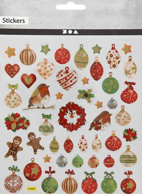 Stickers - Julekugler Og Pynt - Ark 15X16,5 CM - 1 Ark