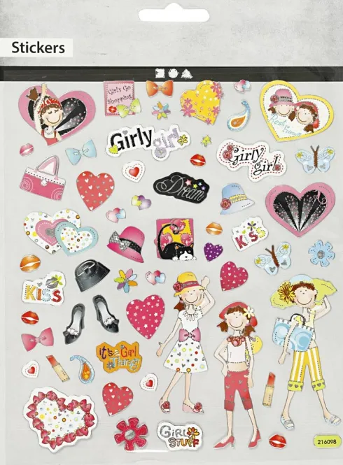 Stickers - Pigetid - Ark 15X16,5 CM - 1 Ark