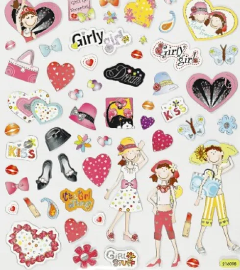 Stickers - Pigetid - Ark 15X16,5 CM - 1 Ark