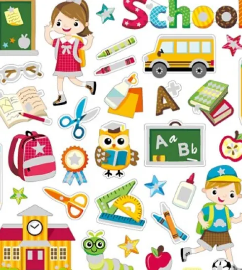 Stickers - Skoleliv - Ark 15X16,5 CM - 1 Ark