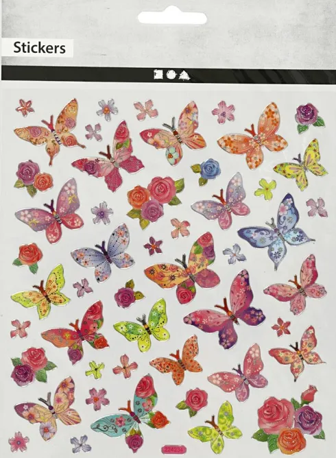 Stickers - Sommerfugle - Ark 15X16,5 CM - 1 Ark