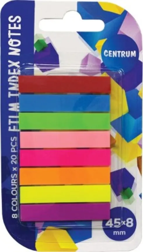 Sticknotes 8 Farver 45 X 8 MM - Assorterede - Centrum