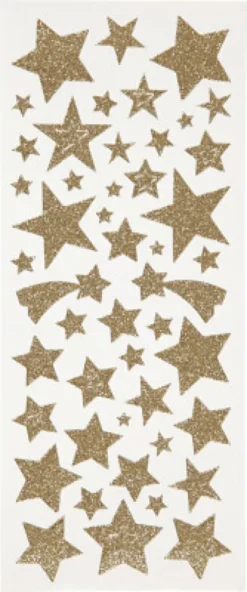 Stjerne Klistermærker - Glimmer - Guld - 2 Ark
