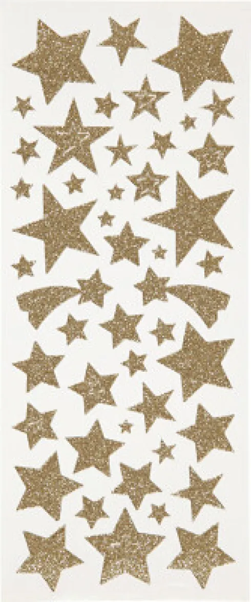 Stjerne Klistermærker - Glimmer - Guld - 2 Ark