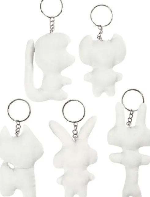 Stoffigurer Med Nøglering - H 6-10 CM - 5 Stk