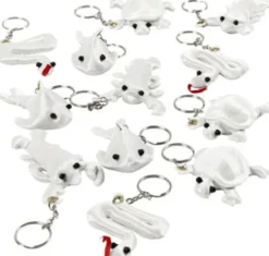 Stoffigurer Med Nøglering - Str. 4-8 CM - Hvid - 4X3 Stk