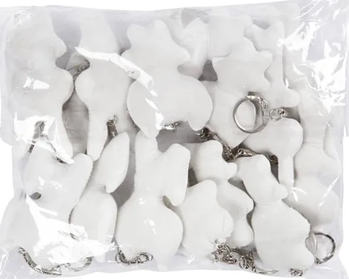 Stoffigurer Med Nøglering - Str. 6-10 CM - Hvid - 15 Stk