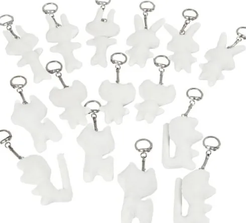 Stoffigurer Med Nøglering - Str. 6-10 CM - Hvid - 15 Stk