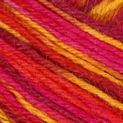 Strømpegarn Med Mønster - L 200 M - Rød Orange Harmoni - 50 G