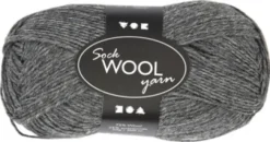 Strømpegarn - Uld+Nylon - L 200 M - Mørk Grå - 50 G