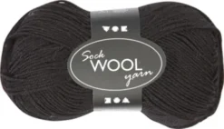 Strømpegarn - Uld+Nylon - L 200 M - Sort - 50 G