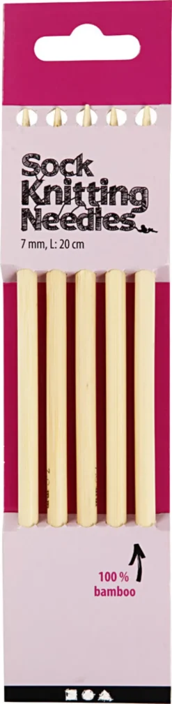 Strømpepinde Sæt - Bambus Træ - Ø 7 MM - L 20 CM - Str. 7