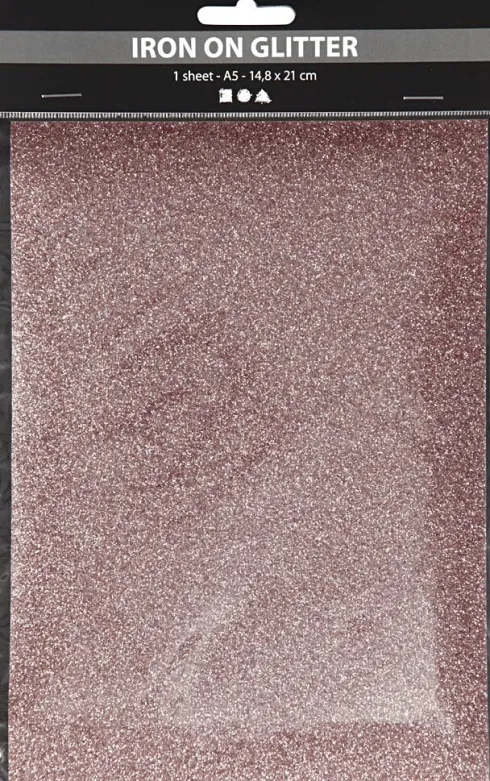 Strygestof - A5 - 148X210 MM - Glitter - Lyserød - 1 Ark