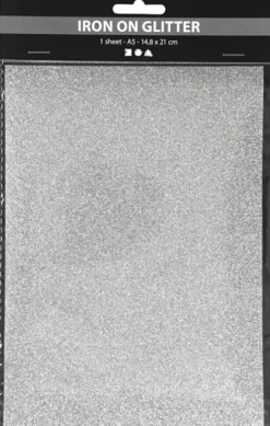 Strygestof - A5 - 148X210 MM - Glitter - Sølv - 1 Ark