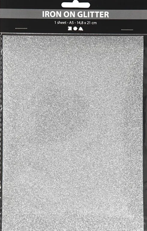 Strygestof - A5 - 148X210 MM - Glitter - Sølv - 1 Ark