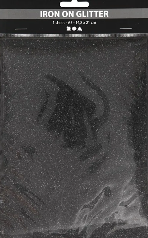 Strygestof - A5 - 148X210 MM - Glitter - Sort - 1 Ark