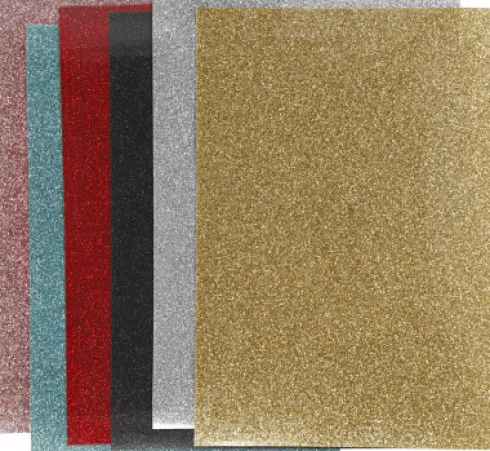 Strygestof - 148X210 MM - Glitter - Assorterede Farver - 6 Ark
