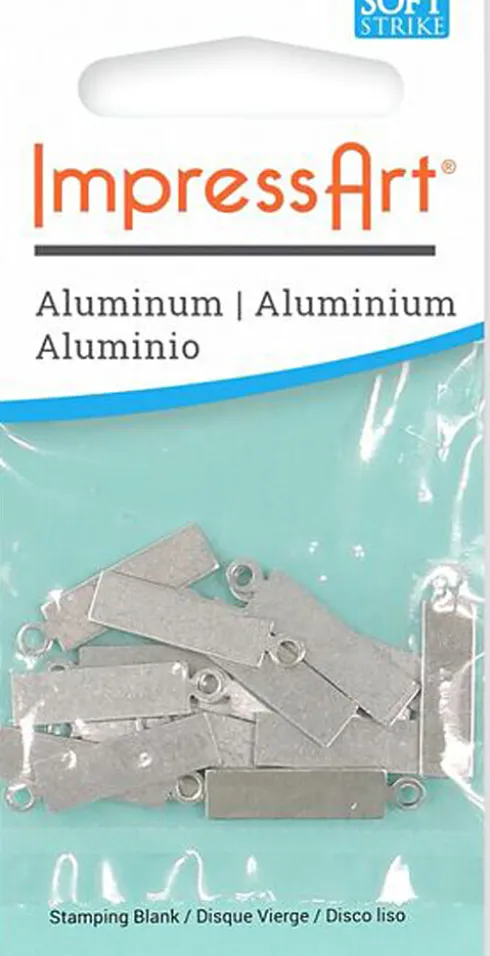 Tag - Rektangel - Str. 20X5 MM - Hulstr. 1,9 MM - Tykkelse 1,3 MM - Aluminium - 20 Stk