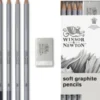 Tegneblyanter Sæt - 5 Dele Inkl. Viskelæder - Winsor & Newton