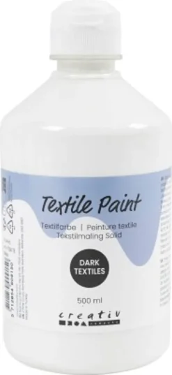 Tekstilmaling Solid - Dækkende - Dækhvid - 500 ML