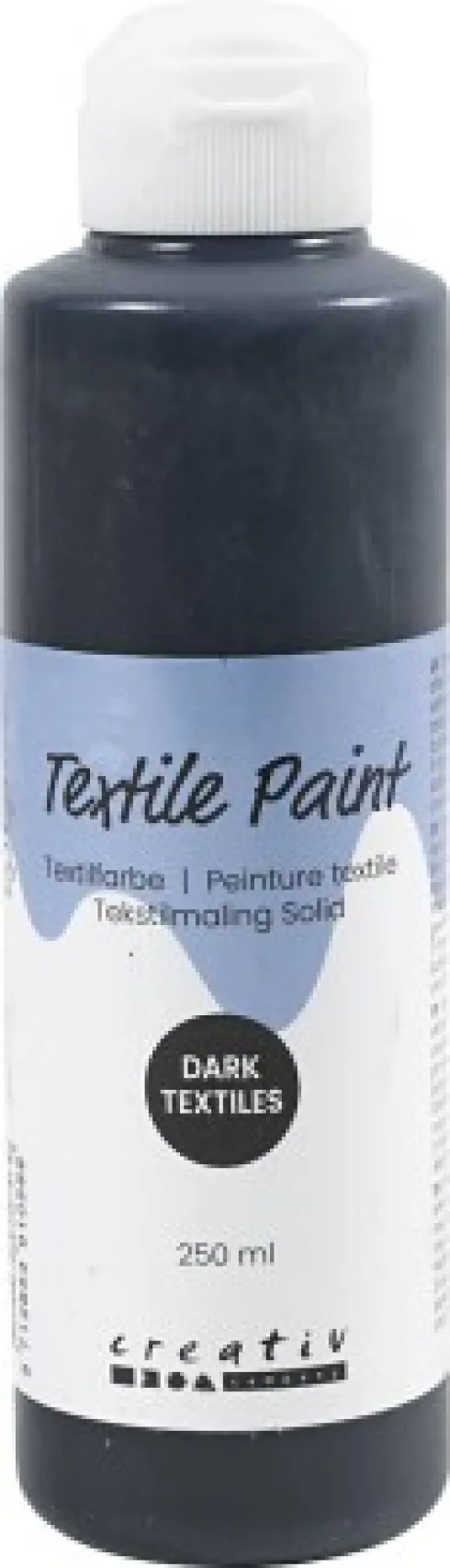 Tekstilmaling Solid - Dækkende - Sort - 250 ML
