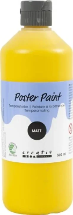 Temperamaling - Mat - Halvdækkende - Primær Gul - 500 ML