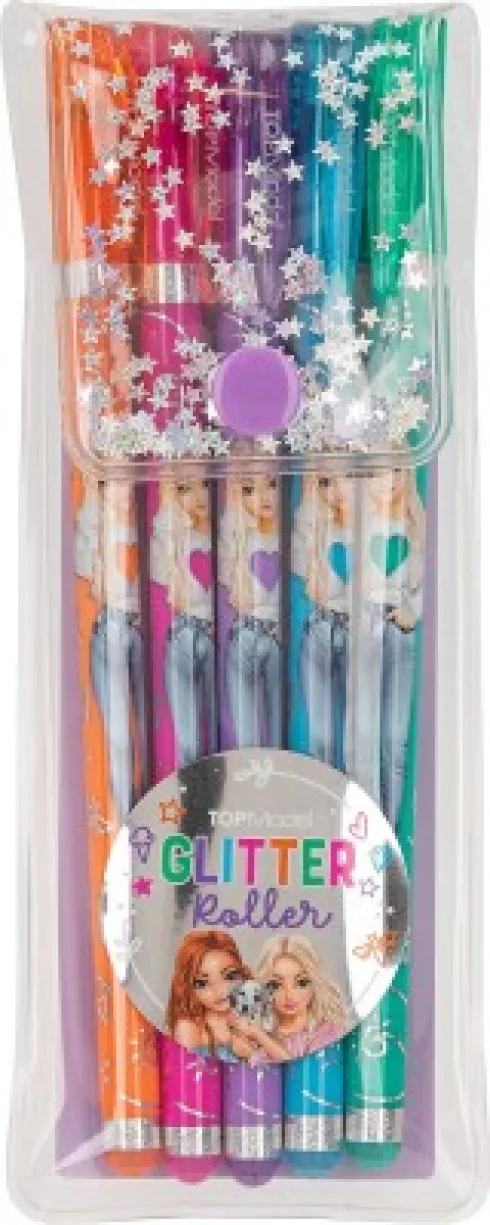 Top Model - Glitter Gel Pen Sæt - Pink, Lilla, Blå Og Grøn