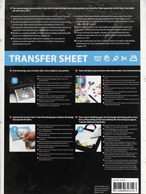 Transferark - 21,5X28 CM - Til Lyse Og Mørke Tekstiler - Hvid - 3 Ark