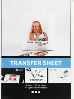 Transferark - 21,5X28 CM - Til Lyse Tekstiler - Transparent - 5 Ark
