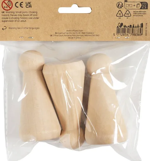 Træfigur Krop - Kegleform - H 8 CM - 3 Stk