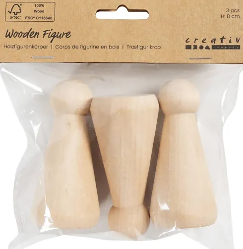Træfigur Krop - Kegleform - H 8 CM - 3 Stk
