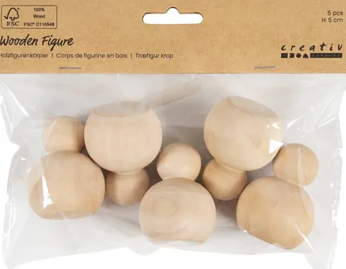 Træfigur Krop - Rund - H 5 CM - 5 Stk