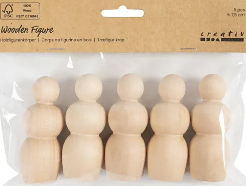 Træfigur Krop - Timeglasform - H 7,5 CM - 5 Stk