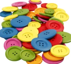 Træknapper - Ø 25-40 MM - 2-4 Huller - Assorterede Farver - 144 Stk
