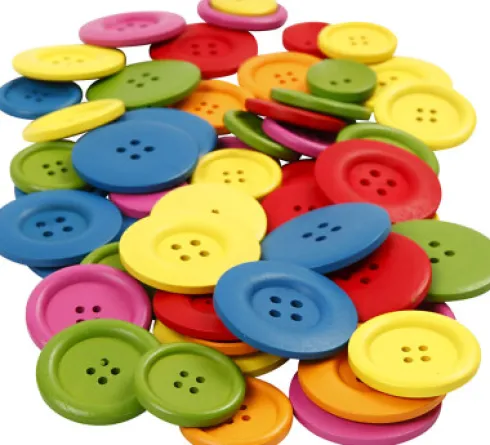 Træknapper - Ø 25-40 MM - 2-4 Huller - Assorterede Farver - 144 Stk
