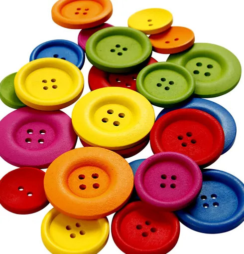Træknapper - Ø 25-40 MM - 2-4 Huller - Assorterede Farver - 144 Stk