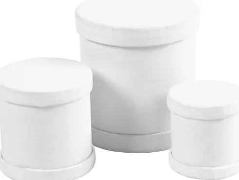 Trommeæsker - H 4+5+7 CM - Ø 4+5+6,5 CM - Hvid