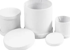 Trommeæsker - H 4+5+7 CM - Ø 4+5+6,5 CM - Hvid