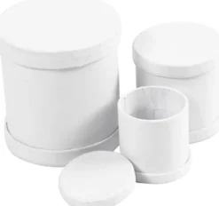 Trommeæsker - H 4+5+7 CM - Ø 4+5+6,5 CM - Hvid