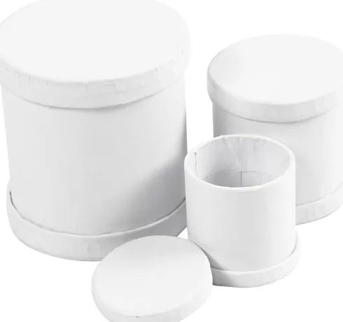 Trommeæsker - H 4+5+7 CM - Ø 4+5+6,5 CM - Hvid
