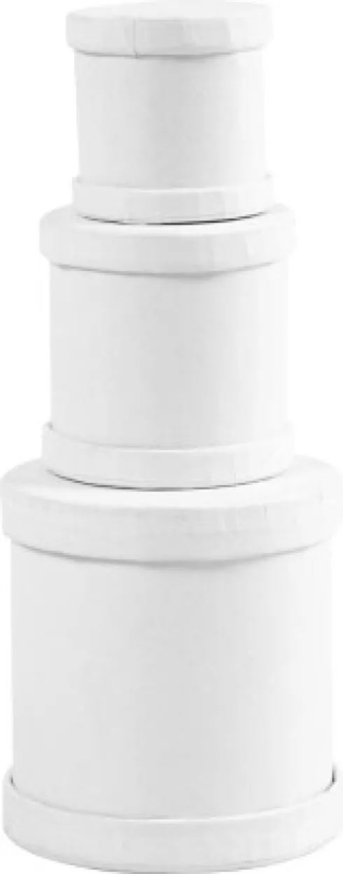 Trommeæsker - H 4+5+7 CM - Ø 4+5+6,5 CM - Hvid