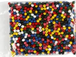 Træperlemix - Ø 8 - Hulstr. 2 MM - Assorterede Farver - 200 Stk