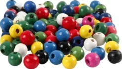 Træperlemix - Ø 8 - Hulstr. 2 MM - Assorterede Farver - 200 Stk