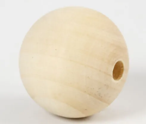 Træperle - Ø 40 MM - Hulstr. 7 MM - 6 Stk