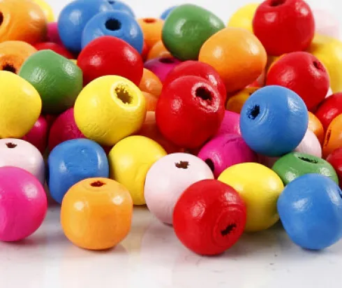 Træperler Mix - Ø 10 MM - Hulstr. 2,5-3 MM - Forskellige Farver - 500 G