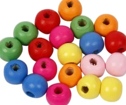 Træperler Mix - Ø 10 MM - Hulstr. 2,5-3 MM - Forskellige Farver - 500 G