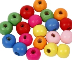 Træperler Mix - Ø 12 MM - Hulstr. 2,5-3 MM - Forskellige Farver - 500 G