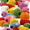 Træperler - Ø 5-28 MM - Hulstr. 2,5-3 MM - Assorterede Farver - 800 G - 2 L/ 1 Spand